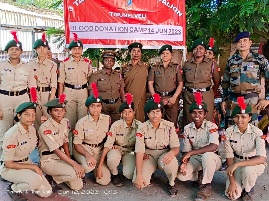 3(TN) Girls Battalion NCC, Tirunelveli organized Blood Donation Camp at Government Medical College, Tirunelveli on 14/06/2023.