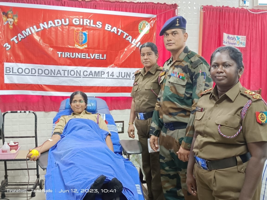 3(TN) Girls Battalion NCC, Tirunelveli organized Blood Donation Camp at Government Medical College, Tirunelveli on 14/06/2023.