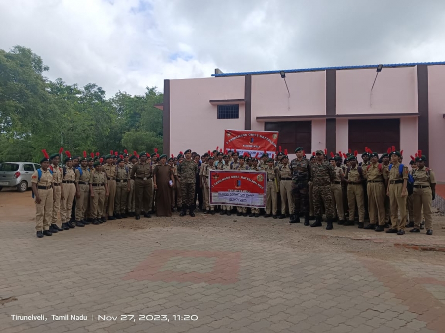 Blood Donation Drive was organized by 3(TN) Girls BN, NCC, Tirunelveli at Government Medical College, Tirunelveli on 27/11/2023.