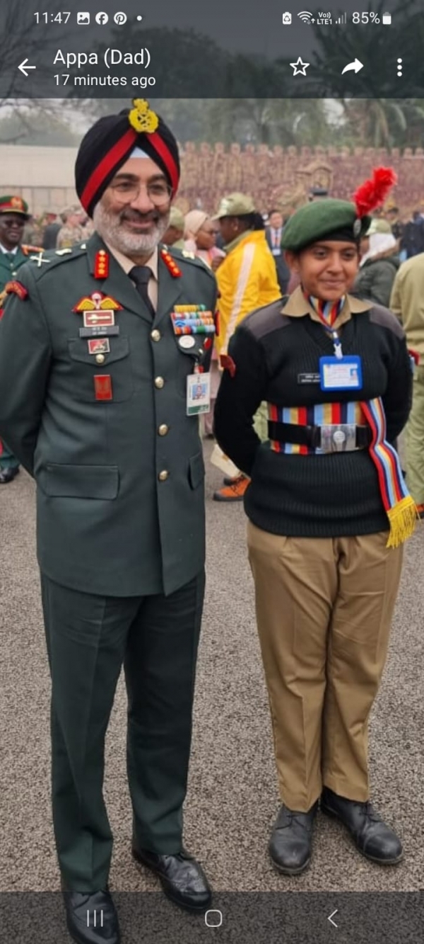 Our cadet Sathiya Lakshmi. G of II B.Sc ( Info Tech) won a silver medal in the RDC camp at Delhi for group song.  The  Cadet was  honored by COMMODORE ATUL KUMAR RASTOGI,
Deputy Director General, Tamil Nadu, P& AN Directorate NCC, Group Commander Col Amit Gupta, Madurai group, Madurai and Col Samant Singh S M, Officer Commanding, 3(TN) Girls Battalion NCC, Tirunelveli.  